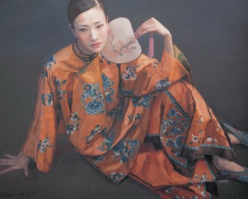 Chinese Girls Painting - Lady with Fan Chinese Chen Yifei Girl